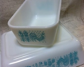 Blue Butterprint Fridgies Refridgerator dishes no Lids 0502 1 1/2 pt and 0503 1 1/2 qt