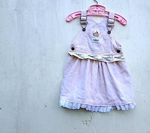 rustic little overall ecru Taupe  Eco Friendly  Little Girl Toddler osh Kosh Overall angel  birthday dress