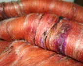 Batt Merino Tussah Silk Pulled Sari Silk Angelina Repeatable Colorway 1.68 oz 48g Ready to Ship International - Hearth