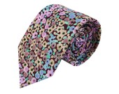 Necktie - Little Flowers Burgundy, Mint, Tan and Violet
