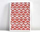 Red and white linocut art print,  art gifts, bright red home decor
