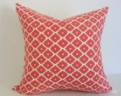 F. Schumacher Ziggurat / 20" x 20" / RUBY RED Pillow Cover / Decorative Pillow / Designer Fabric / Toss Pillow