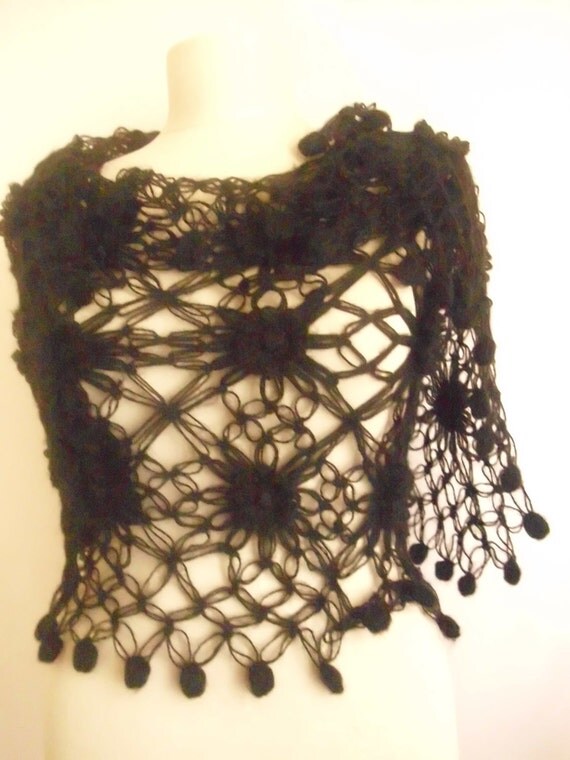 shawl , Bride ,Black ,Flower ,Flowered ,Accessories, Scarf ,Mohair ,Shawl, Romantic ,Gift ,Neckwarmer,Ready ,Shipping,collar,warm,wrap