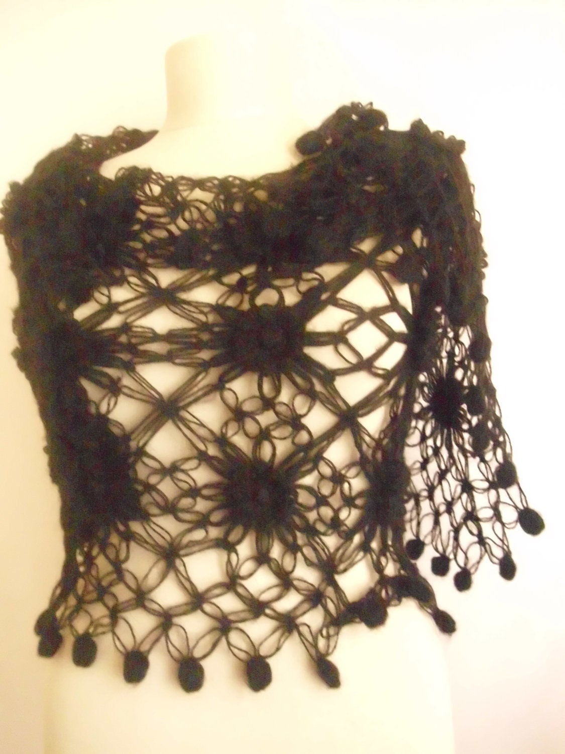 shawl , Bride ,Black ,Flower ,Flowered ,Accessories, Scarf ,Mohair ,Shawl, Romantic ,Gift ,Neckwarmer,Ready ,Shipping,collar,warm,wrap
