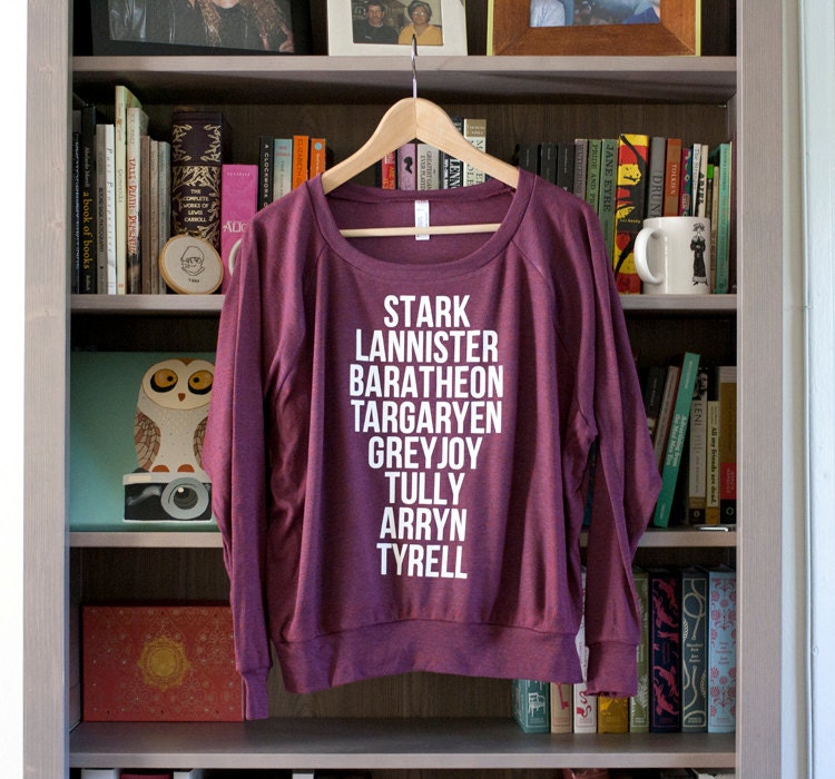 Women's Game of Thrones Houses American Apparel Tri-Blend Pullover in Tri-Cranberry or Heather Grey