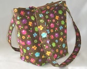 Brown Owl Purse Tote Bag Neon Owls Flowers Butterfly Fabric Handbag Small Fabric Bag Teen Purse Shoulder Bag