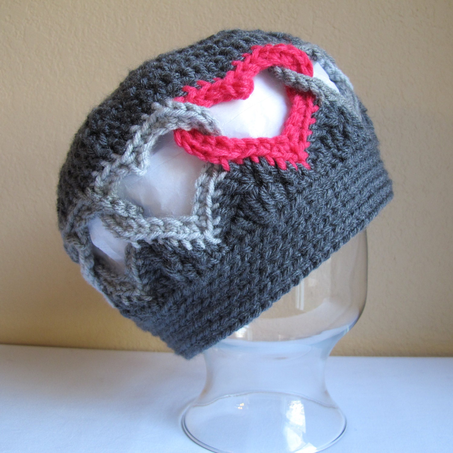 CROCHET PATTERN - Be Mine - a linked heart hat in 8 sizes (Infant - Adult L) - Instant PDF Download