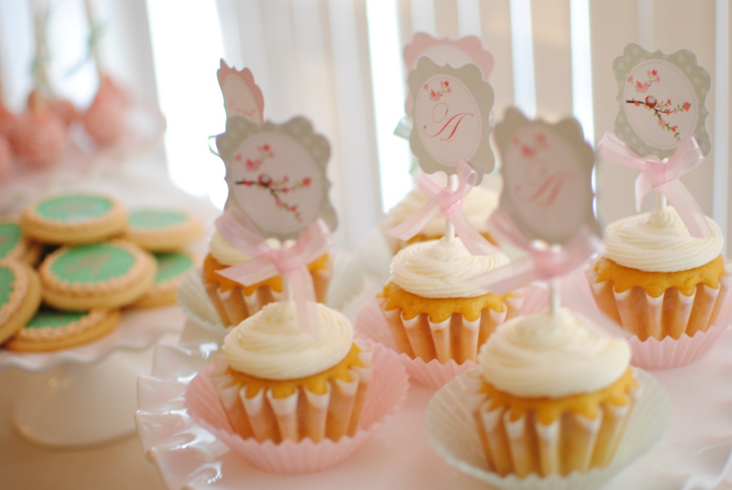 Little Bird Nest themed Baby Shower Printable Cupcake Toppers Il_170x135