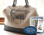 Linen and Leather Knitting Tote