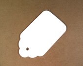 30 Large White Tags, Gift Tags, Party Favor Tags, Weddings, Showers, Scalloped