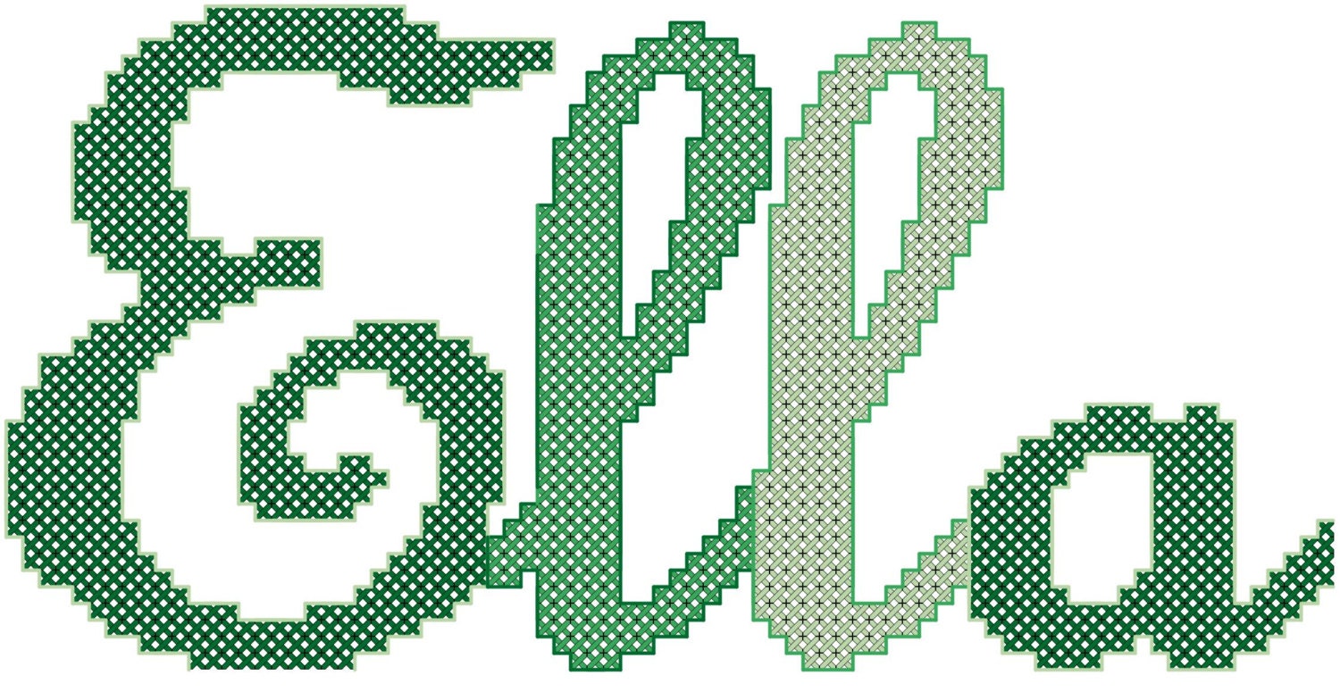 Custom Name Cross Stitch Pattern in Shades of Emerald