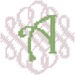 Formal Initial Monogram Cross Stitch Pattern Small for 4" Round Embroidery Hoop