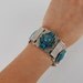 Vintage Faux Turquoise Stone Silver Link Bracelet
