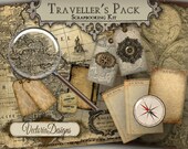 Traveller's Pack Digital Scrapbooking Kit Vintage Images Digital Collage Sheet VD0376