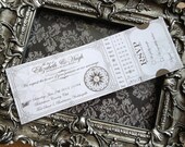 Custom Printable Steampunk Wedding Invitation Ticket 7.5 x 2.5 inch digital collage sheet VD0411