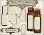 Blank Mini Apothecary Labels different sizes Mini Labels Tags printable images digital collage sheet VD0421