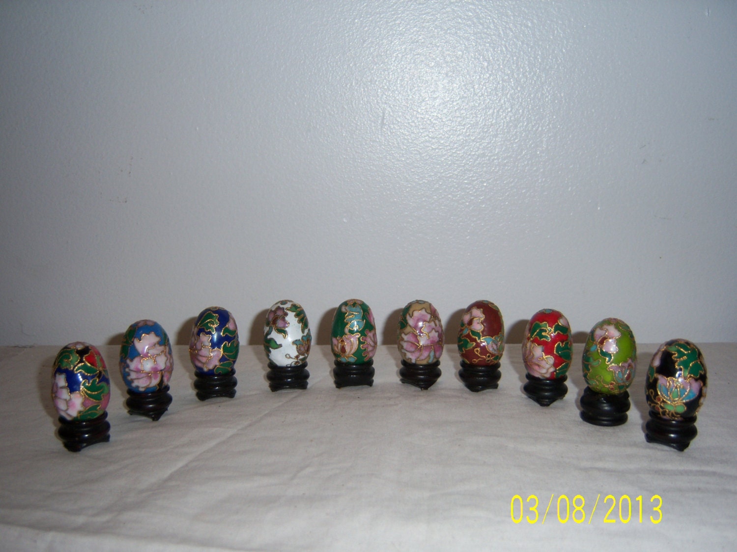 Enamel Cloisonne Egg Instant Collection Of Ten -  Lot Of 10 Enameled Cloisonne Easter Eggs