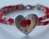 Liberty Pink & Orange Heart Bracelet