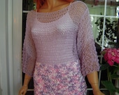 handmade knitted ombre sweater/asymmetrical top in shades of lilac by golden yarn