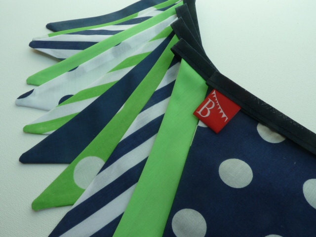 Party Bunting/Banner in Navy and Lime Green. Very vibrant..other colors available