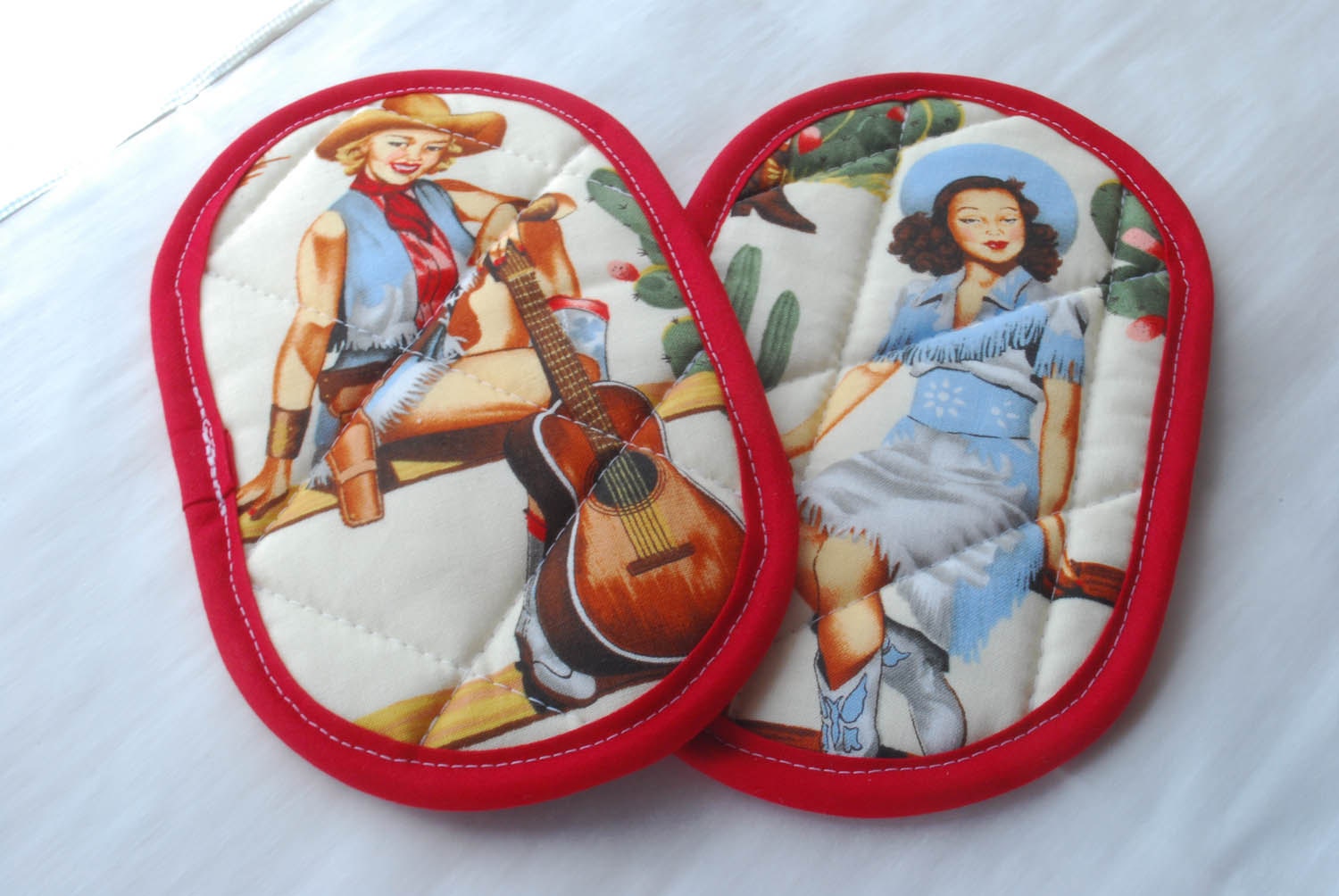 Pinup cowgirl mini pot holders