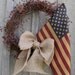 Americana Wreath, Patriotic, Fourth of July Wreath, Rustic, Primitive,Tea Stained Flag Wreath