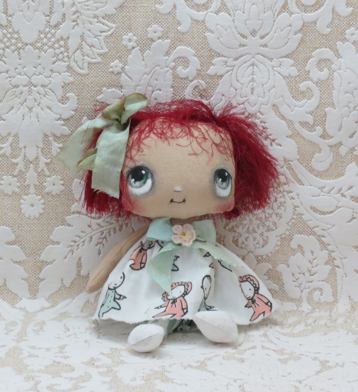 Cute little cloth doll red hair