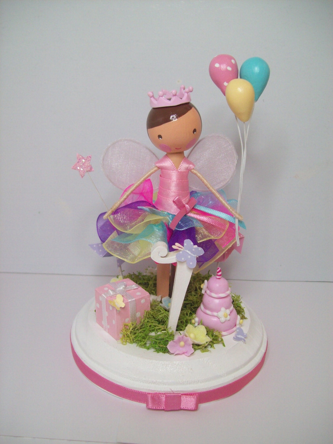 Rainbow fairy cake topper