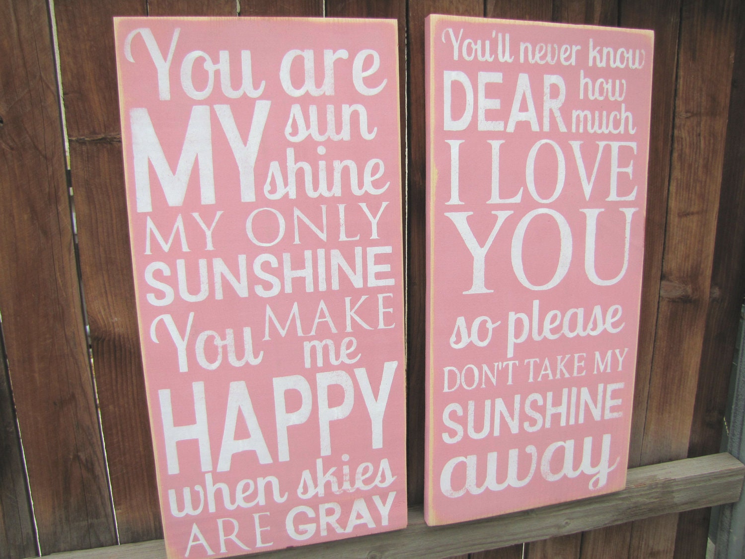 You Are My Sunshine Both Verses Song Set Wooden Distressed Subway Art Signs