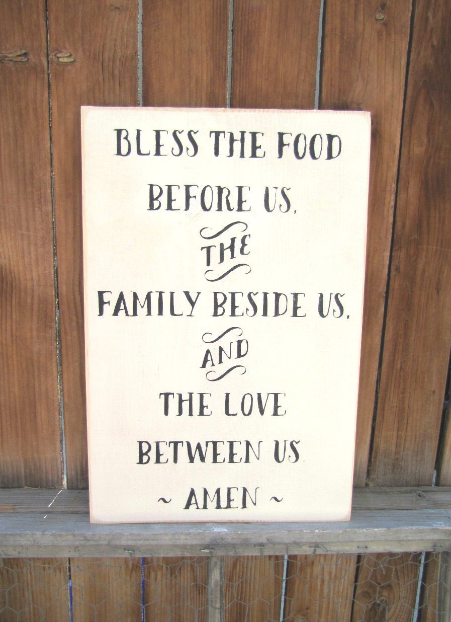 Bless the Food Before Us -Dinnertime Grace-  Wood Primitive Sign