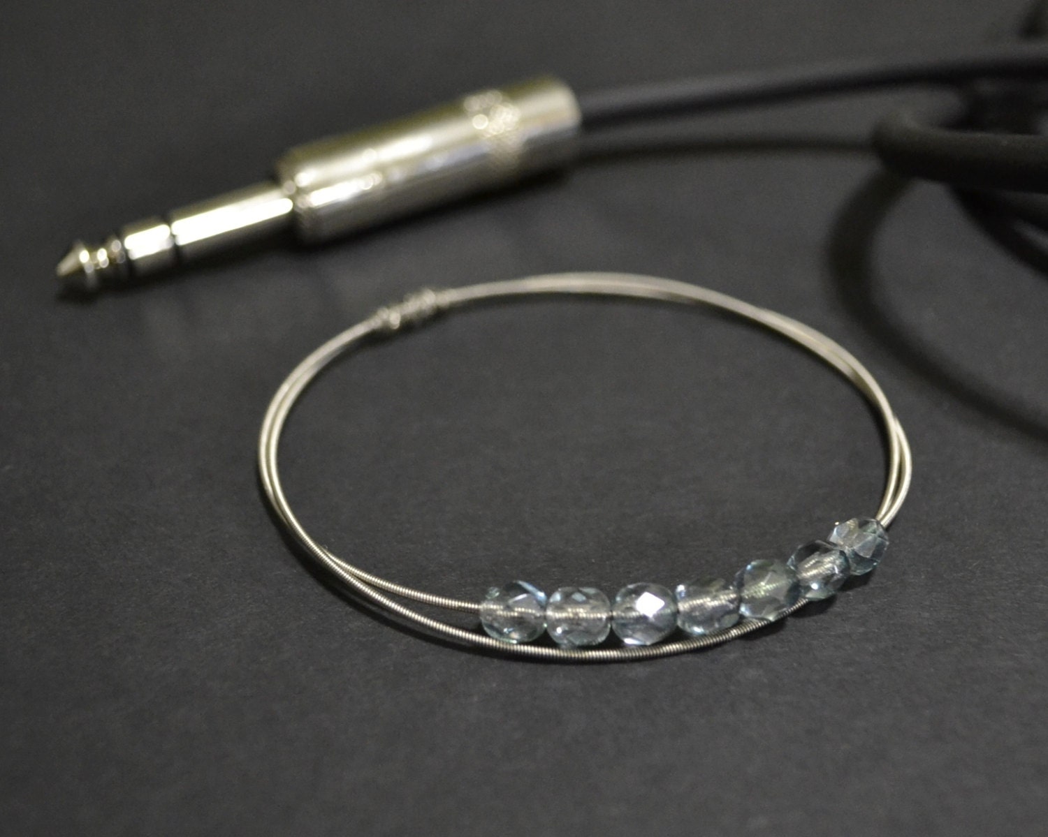 Recycled Guitar String Bangle Bracelet - Girls Rock Indianapolis Charitable Donation