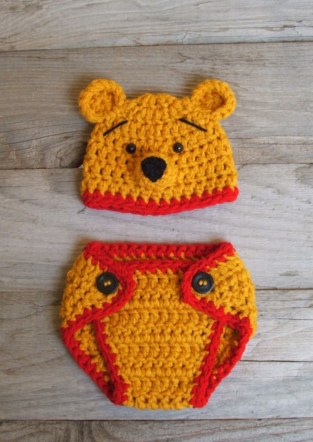Winnie the Pooh "inspired" HAT ONLY  (Newborn-3 month / 3-6 month / 6-12 month sizes)