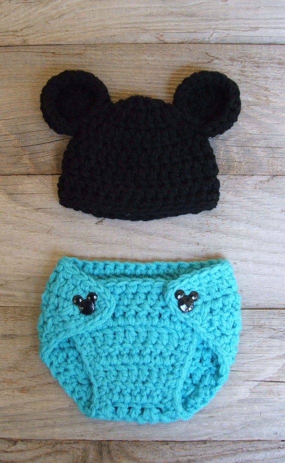 Mickey / Minnie Mouse Inspired Diaper Cover Set w/matching Mickey Buttons - CHOOSE YOUR COLOUR