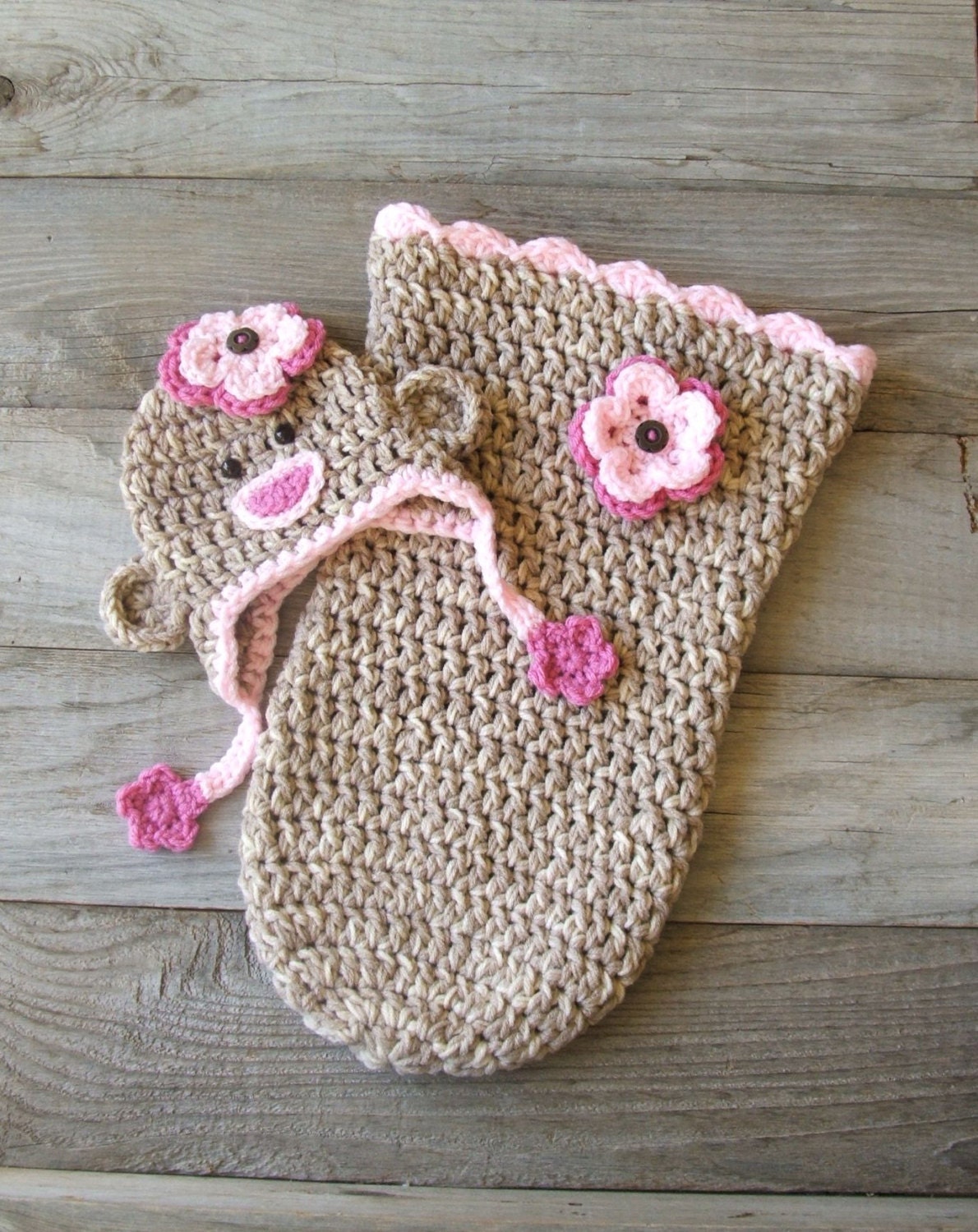 Piglet Hat & Diaper Cover Set, inspired by Winnie the Pooh (newborn / 3-6 month sizes)