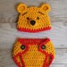Winnie the Pooh "inspired" Bear Hat & Diaper Cover (newborn OR 3-6 month size)