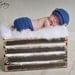 Newborn Newsboy Crochet Hat and Diaper Cover READY TO SHIP Colonial Blue
