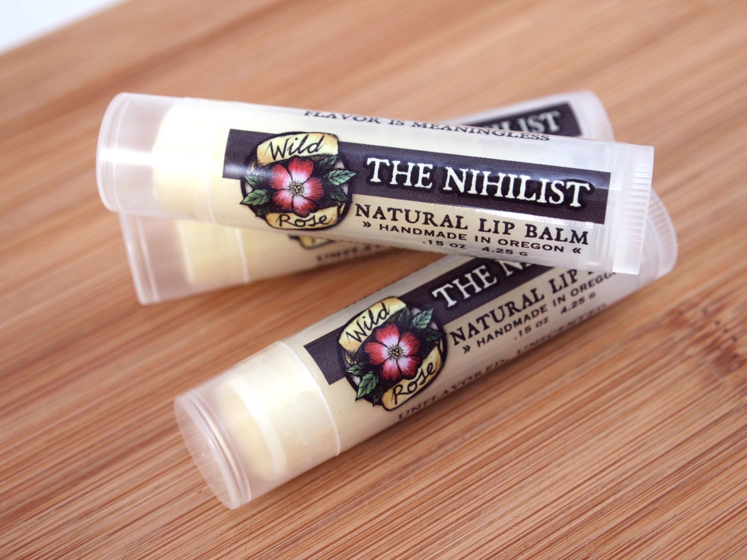 NIHILIST Lip Balm Unscented Organic Mens Unisex All Natural Black White Brown  .15 oz