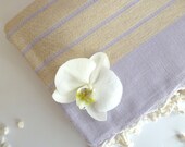 Organic Bamboo Turkish Towel, Peshtemal, beach and bath towel, yoga, spa, hammam towel, Natural Soft Bamboo, Elegant Lilac Striped