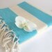 Organic Bamboo Turkish Towel, Bath, Natural Peshtemal, Hammam, spa, yoga, beach, Bath and Beauty, Mother's Day  Gift, White and Blue