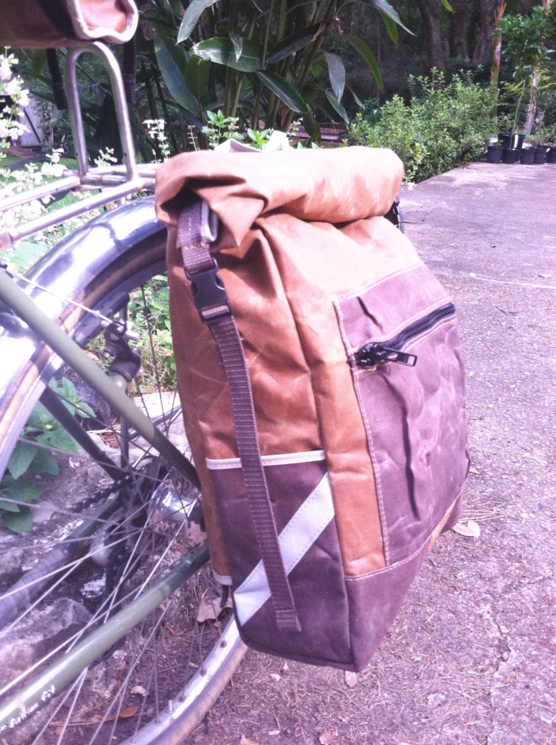 Bicycle Waxed Canvas Conversion Backpack and Pannier, brown bicycle accessory