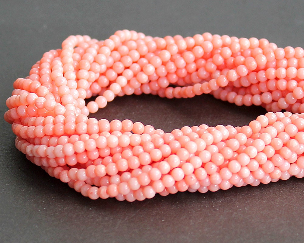 Coral Peach - Pink Round Beads 3mm FULL STRAND (16 Inches)