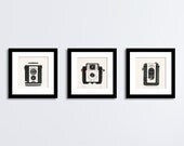 Black and White 5x5 Print Set - camera photography vintage brownie print set black white photosoffice wall art cream modern photographs