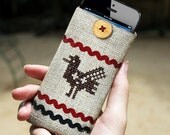 iPhone5 case - iPhone 4S case - Africa collection - Tribal - Hand embroidery - Bird - Earth colors - Ethnic
