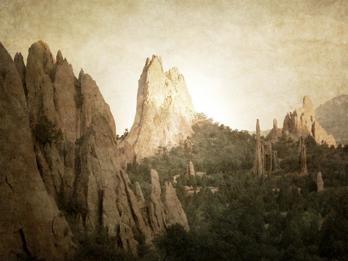 Garden of the Gods Photography Print 11x14 Fine Art Colorado Red Rock Mountain Rustic Landscape Photography Print.