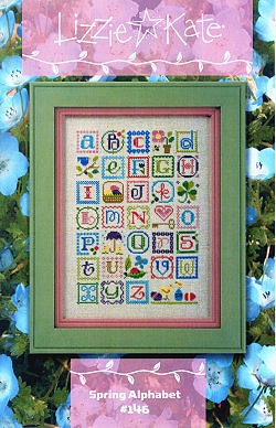 Lizzie Kate Spring Alphabet with Embellishments Cross Stitch Pattern No. 146