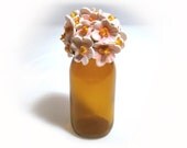 Almond tree flowers lid recycled little glass bottle