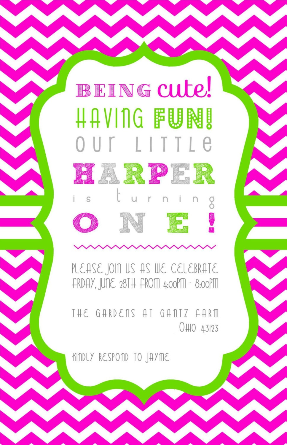 Chevron and Stripes Birthday Invitations