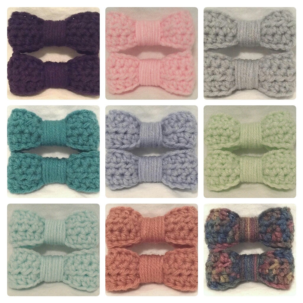 Crocheted Bow Clip Set (Pink)