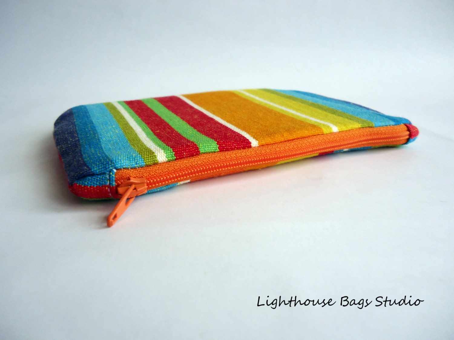 Small Zipper Pouch - Printed Rainbow Stripes
