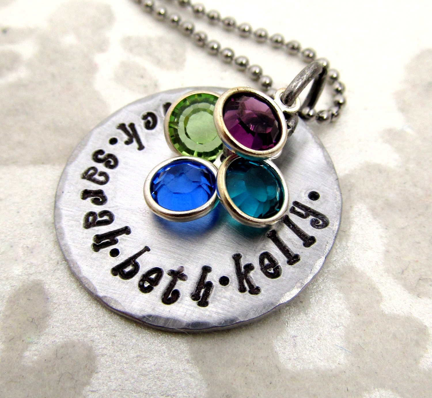 Personalized Mothers Necklace - Stamped Jewelry - Personalized Birthstone Necklace - Mothers Day Gift for Mom - Personalized Necklace (102)